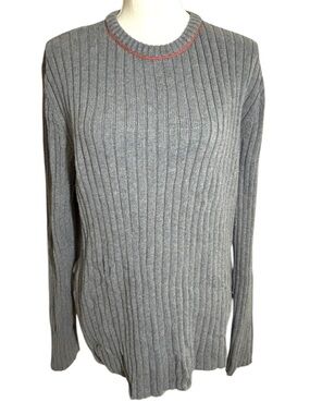 Express Gray Cotton Longsleeve Sweater with Orange Trim Side Zipper Detail Large